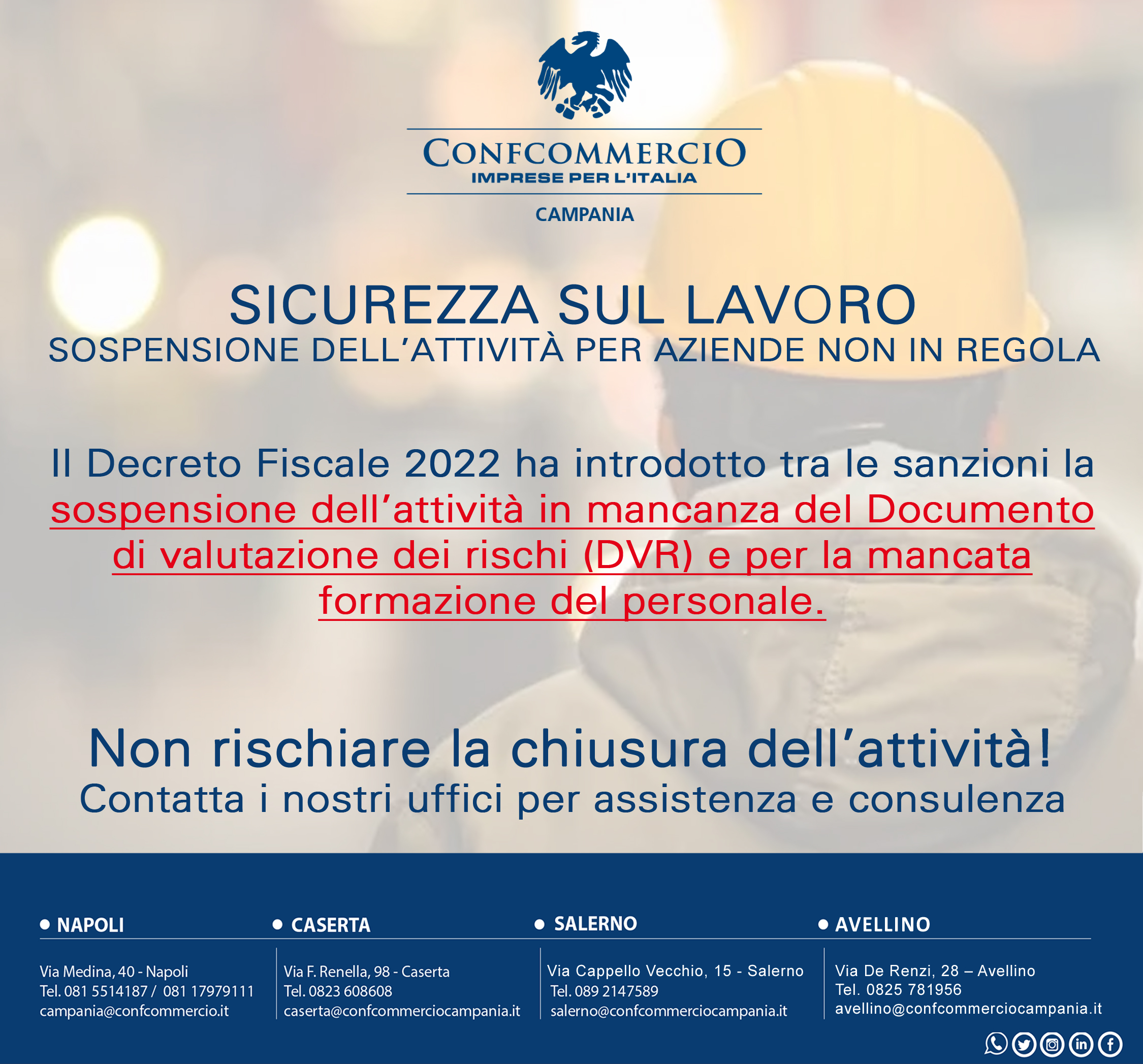 Disposizioni in materia di salute e sicurezza nei luoghi di lavoro