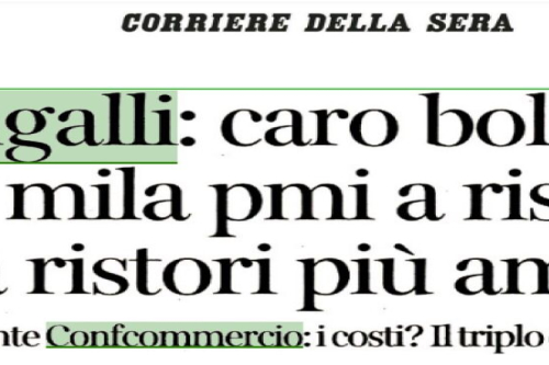 SANGALLI: “CARO BOLLETTE, 120 MILA PMI A RISCHIO. ORA RISTORI PIÙ AMPI”