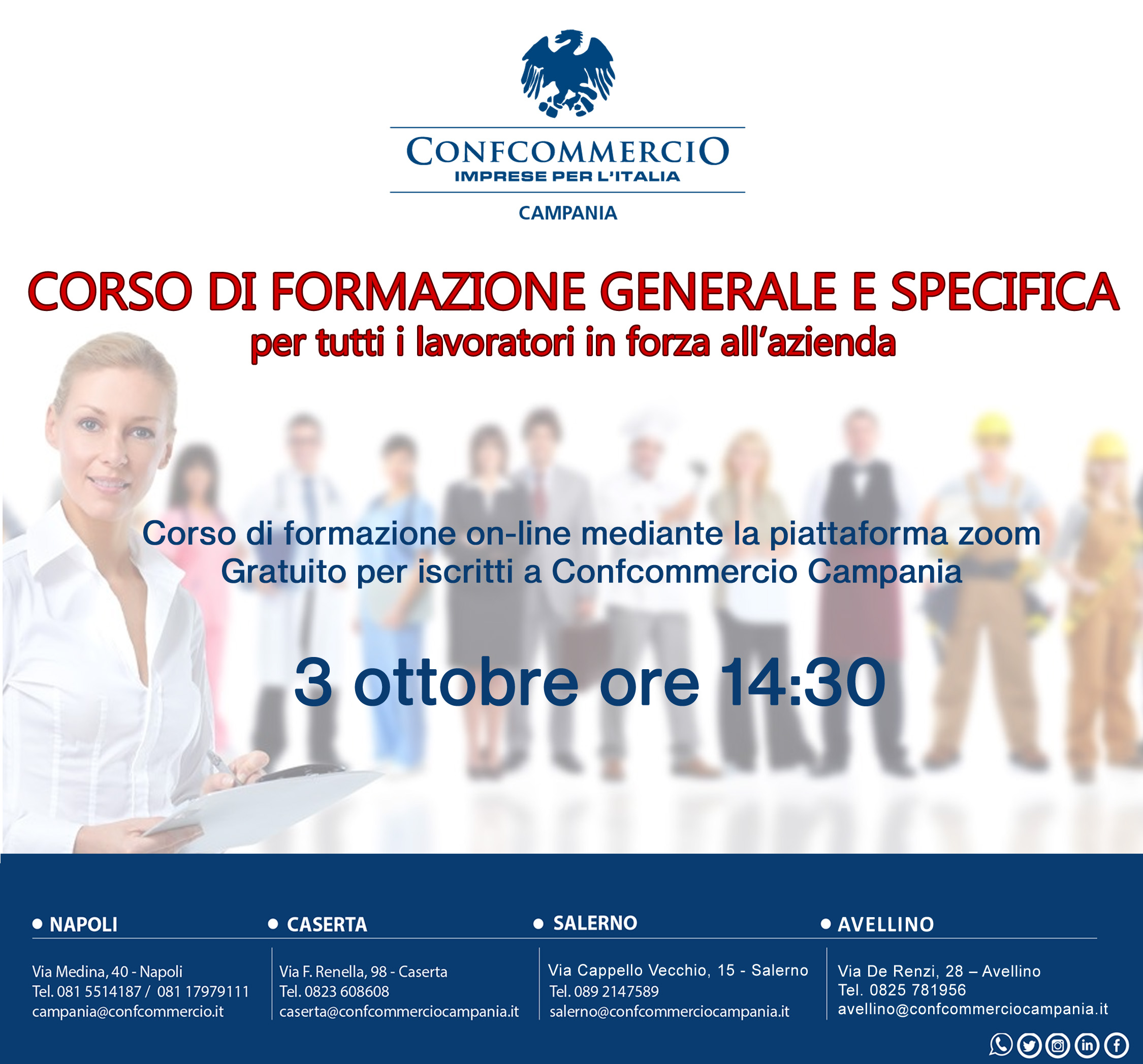 SICUREZZA SUL LAVORO: CORSO DI FORMAZIONE GENERALE E SPECIFICA