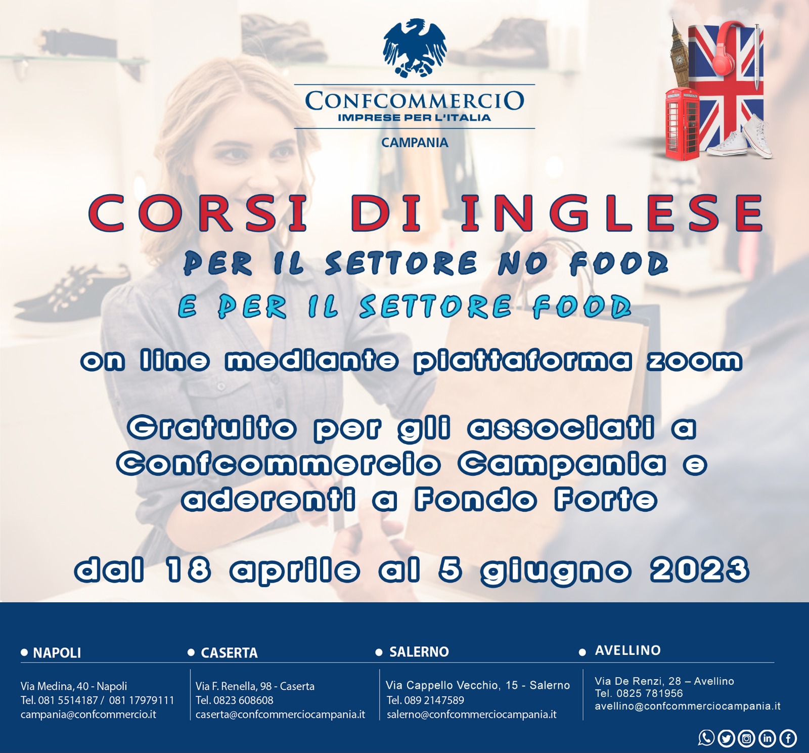 CORSI DI INGLESE 𝐩𝐞𝐫 𝐢 𝐬𝐞𝐭𝐭𝐨𝐫𝐢 FOOD 𝐞 NO FOOD modalità on line