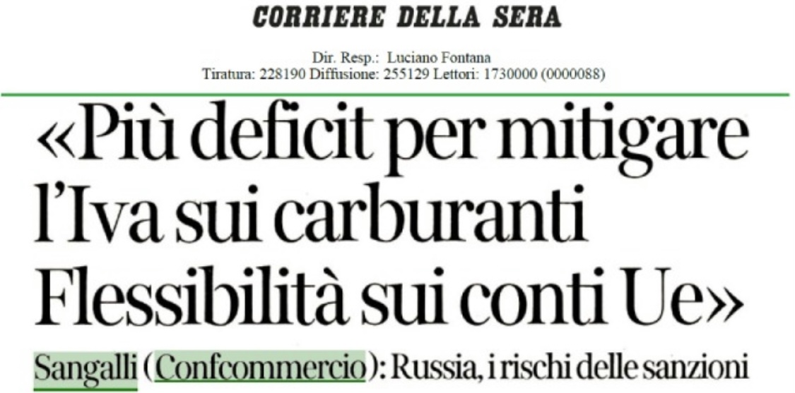 SANGALLI: “PIÙ DEFICIT PER MITIGARE L’IVA SUI CARBURANTI, FLESSIBILITÀ SUI CONTI UE”