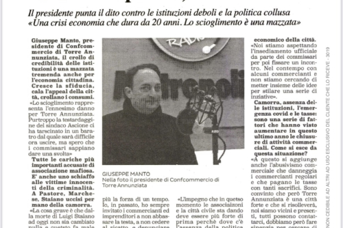 LA CONDANNA DI CONFCOMMERCIO: “CAMORRA E POLITICA, CANCRO DI TORRE”