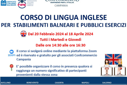 CORSO DI LINGUA INGLESE PER STABILIMENTI BALNEARI E PUBBLICI ESERCIZI