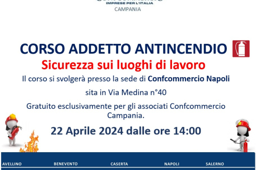 CORSI SICUREZZA SUL LAVORO – 𝐴𝐷𝐷𝐸𝑇𝑇𝑂 𝐴𝑁𝑇𝐼𝑁𝐶𝐸𝑁𝐷𝐼𝑂 –  22 𝐴𝑃𝑅𝐼𝐿𝐸