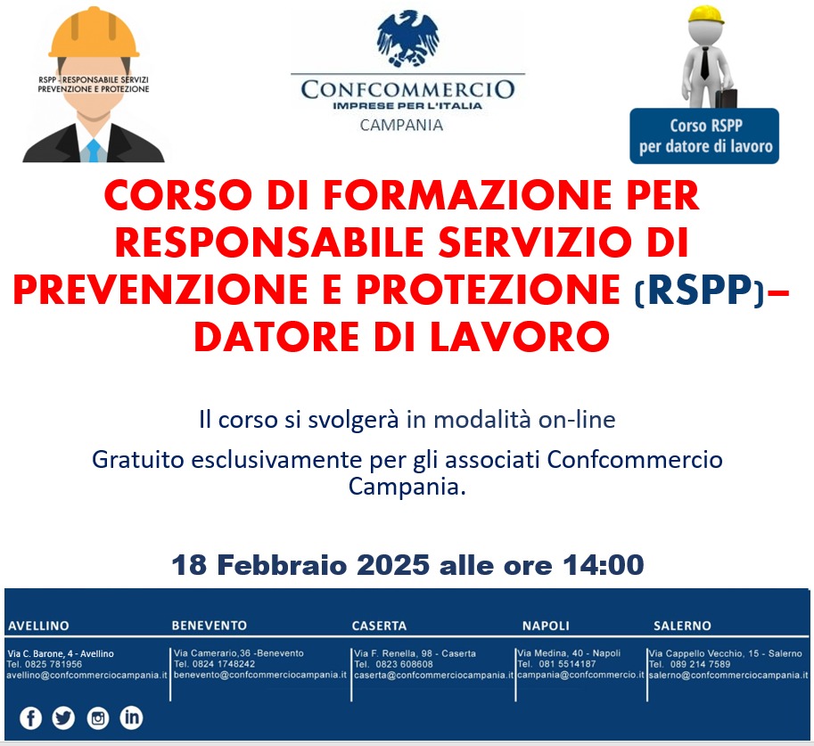 CORSO DI FORMAZIONE PER RESPONSABILE SERVIZIO DI PREVENZIONE E PROTEZIONE (RSPP) – DATORE DI LAVORO