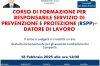 CORSO DI FORMAZIONE PER RESPONSABILE SERVIZIO DI PREVENZIONE E PROTEZIONE (RSPP) – DATORE DI LAVORO