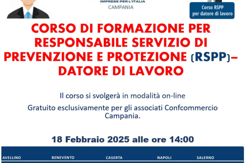 CORSO DI FORMAZIONE PER RESPONSABILE SERVIZIO DI PREVENZIONE E PROTEZIONE (RSPP) – DATORE DI LAVORO