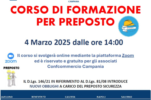 SICUREZZA SUL LAVORO: CORSO PER PREPOSTO