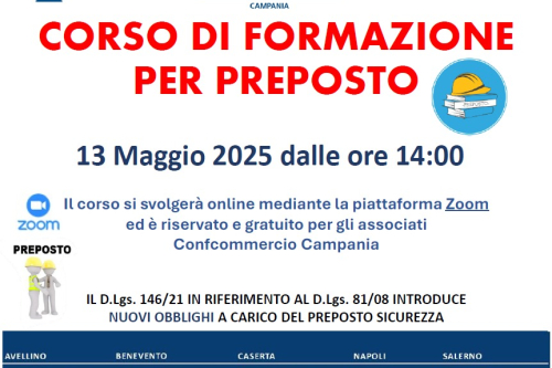SICUREZZA SUL LAVORO: CORSO PER PREPOSTO