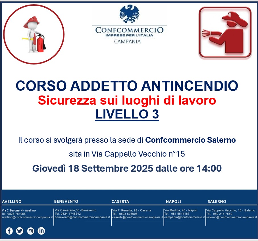 CORSO DI FORMAZIONE PER ADDETTO ANTINCENDIO – SALERNO