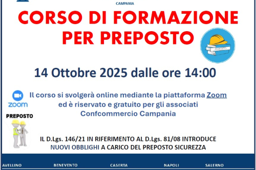 SICUREZZA SUL LAVORO: CORSO PER PREPOSTO