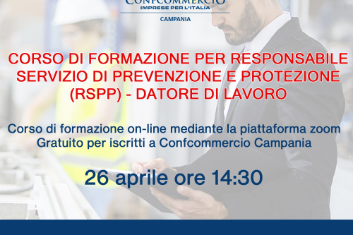 SICUREZZA SUL LAVORO: CORSO DI FORMAZIONE PER RESPONSABILE SERVIZIO DI PREVENZIONE E PROTEZIONE (RSPP) – DATORE DI LAVORO