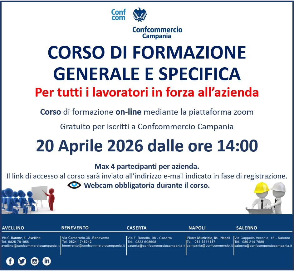 SICUREZZA SUL LAVORO – CORSO DI FORMAZIONE GENERALE E SPECIFICA