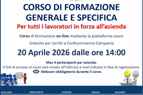 SICUREZZA SUL LAVORO – CORSO DI FORMAZIONE GENERALE E SPECIFICA