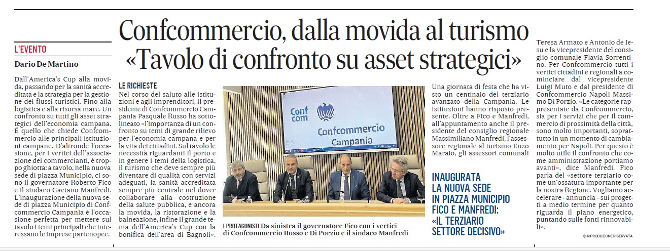Inaugurata la nuova sede di Confcommercio Campania – focus sul ruolo strategico del terziario
