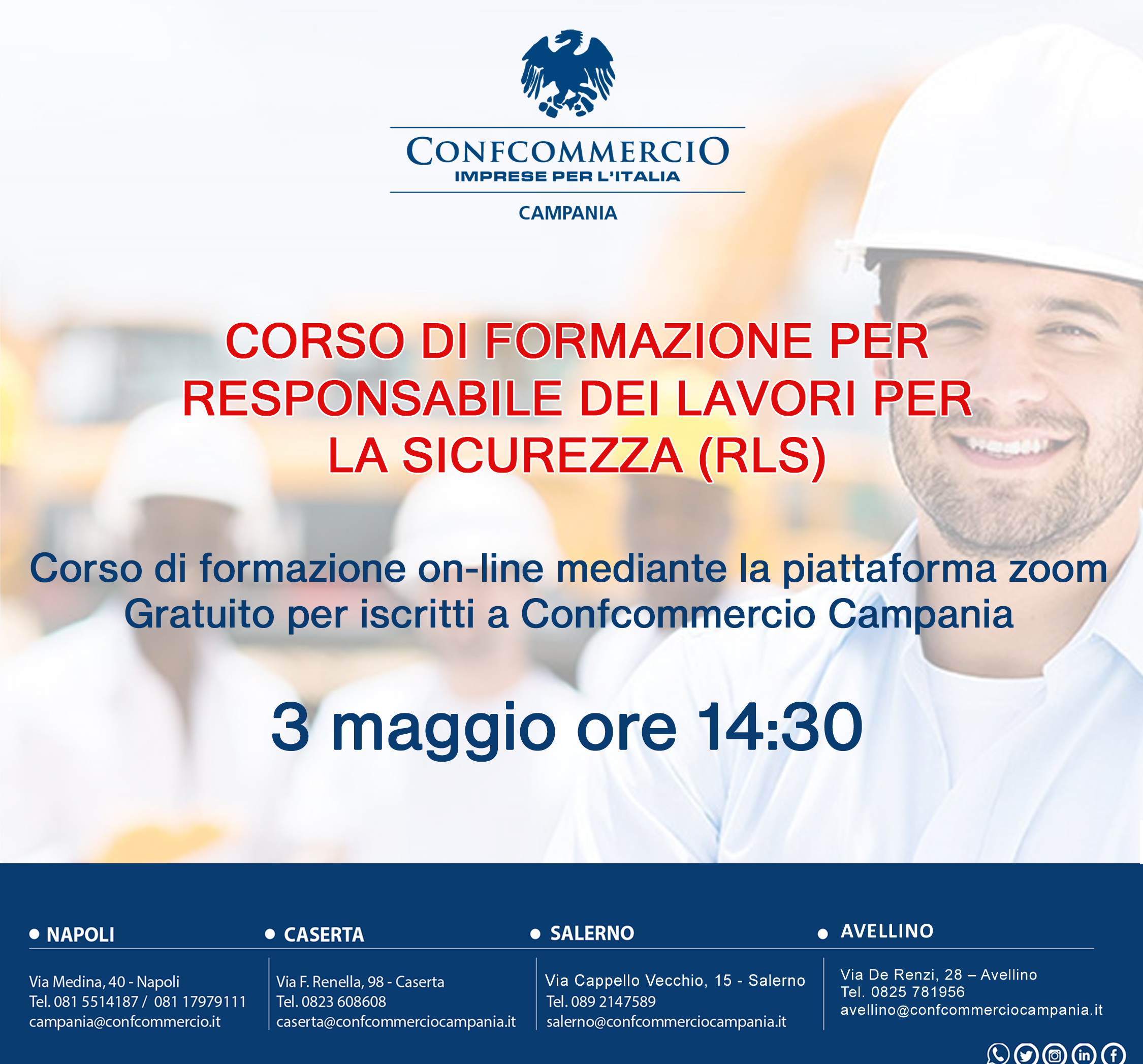 SICUREZZA SUL LAVORO: CORSO DI FORMAZIONE PER RESPONSABILE DEI LAVORATORI
