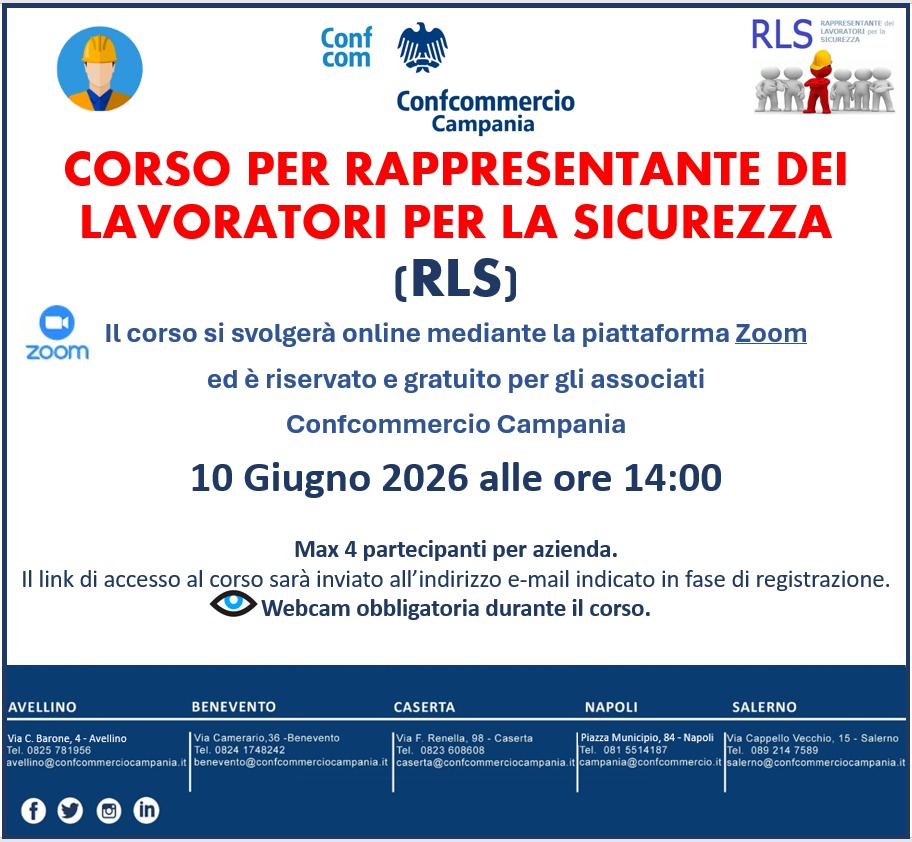 C𝐨𝐫𝐬𝐨 𝐨𝐧𝐥𝐢𝐧𝐞 𝐩𝐞𝐫 R𝐚𝐩𝐩𝐫𝐞𝐬𝐞𝐧𝐭𝐚𝐧𝐭𝐞 𝐝𝐞𝐢 L𝐚𝐯𝐨𝐫𝐚𝐭𝐨𝐫𝐢 𝐩𝐞𝐫 𝐥𝐚 S𝐢𝐜𝐮𝐫𝐞𝐳𝐳𝐚 (RLS)