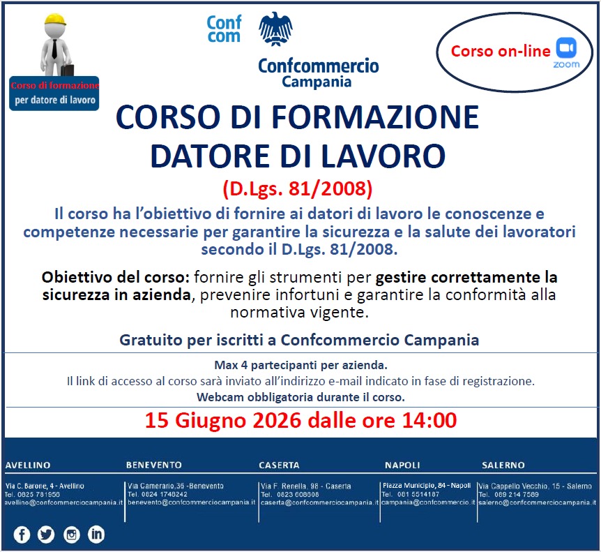 CORSO DI FORMAZIONE DATORE DI LAVORO