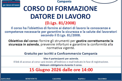 CORSO DI FORMAZIONE DATORE DI LAVORO