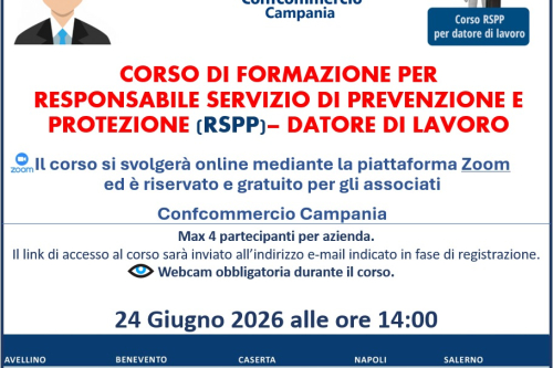 CORSO DI FORMAZIONE PER RESPONSABILE SERVIZIO DI PREVENZIONE E PROTEZIONE (RSPP) – DATORE DI LAVORO