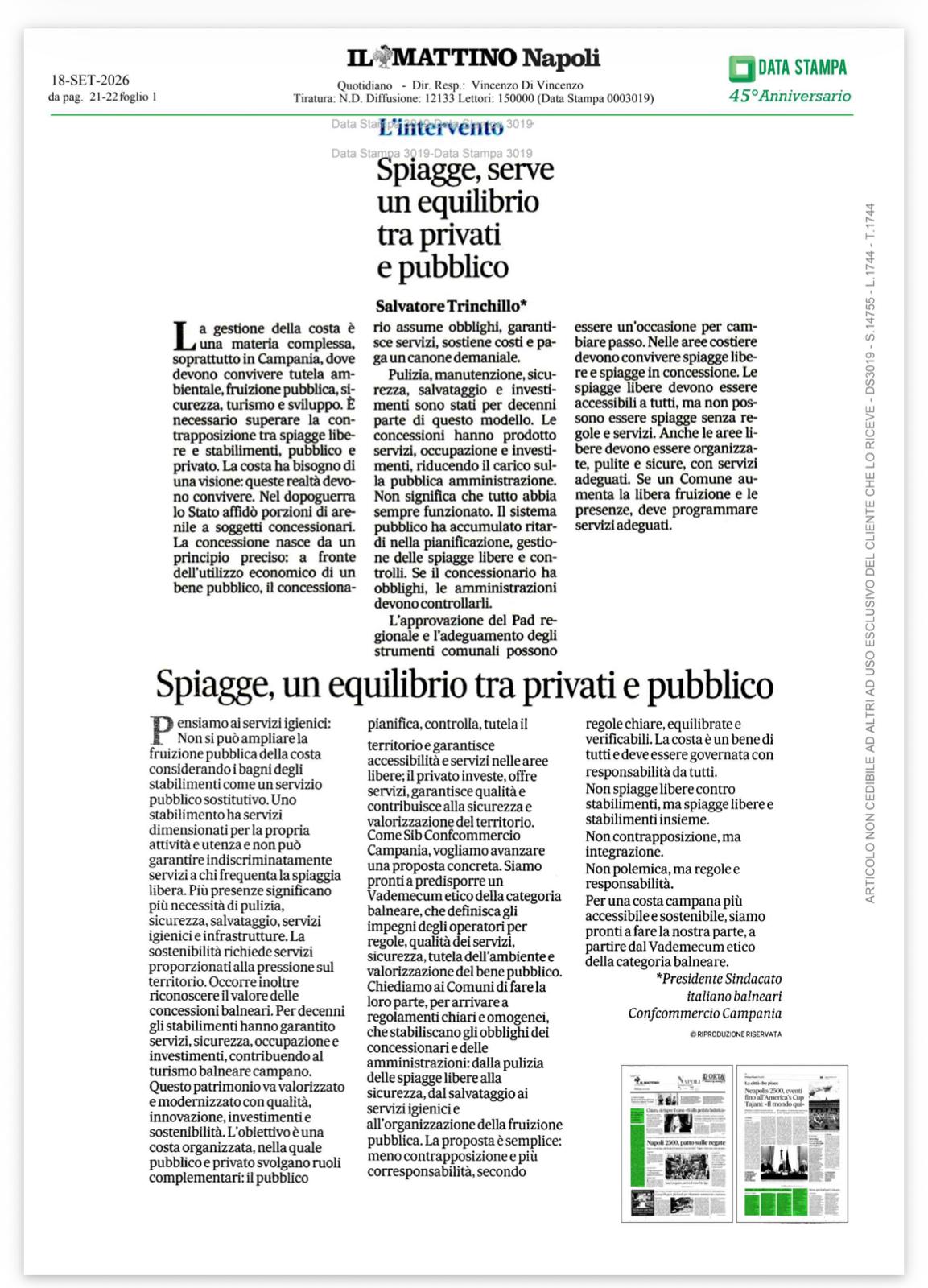 I𝐧𝐭𝐞𝐫𝐯𝐞𝐧𝐭𝐨 𝐝𝐞𝐥 𝐩𝐫𝐞𝐬𝐢𝐝𝐞𝐧𝐭𝐞 SIB 𝐝𝐢 C𝐨𝐧𝐟𝐜𝐨𝐦𝐦𝐞𝐫𝐜𝐢𝐨 C𝐚𝐦𝐩𝐚𝐧𝐢𝐚, S𝐚𝐥𝐯𝐚𝐭𝐨𝐫𝐞 T𝐫𝐢𝐧𝐜𝐡𝐢𝐥𝐥𝐨, 𝐬𝐮 I𝐥 M𝐚𝐭𝐭𝐢𝐧𝐨