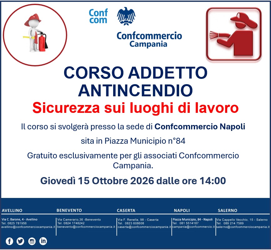 SICUREZZA SUL LAVORO: CORSO DI FORMAZIONE PER ADDETTO ANTINCENDIO