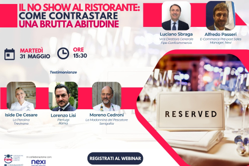 Webinar gratuito FIPE-Nexi 📌 IL NO SHOW AL RISTORANTE: 𝗰𝗼𝗺𝗲 𝗰𝗼𝗻𝘁𝗿𝗮𝘀𝘁𝗮𝗿𝗲 𝘂𝗻𝗮 𝗯𝗿𝘂𝘁𝘁𝗮 𝗮𝗯𝗶𝘁𝘂𝗱𝗶𝗻𝗲