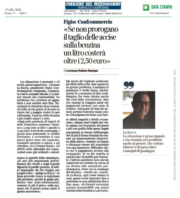 FIGISC-CONFCOMMERIO: “SE NON PROROGANO IL TAGLIO DELLE ACCISE SULLA BENZINA UN LITRO COSTERA’ OLTRE I 2,50 EURO”