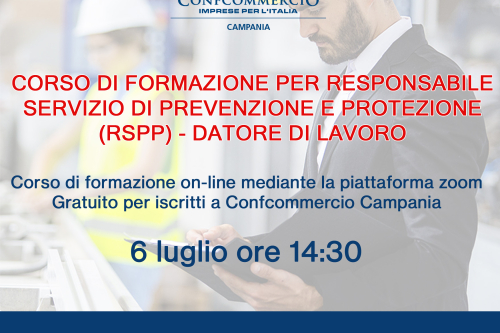 SICUREZZA SUL LAVORO CORSO DI FORMAZIONE PER RESPONSABILE SERVIZIO DI PREVENZIONE E PROTEZIONE (RSPP) – DATORE DI LAVORO